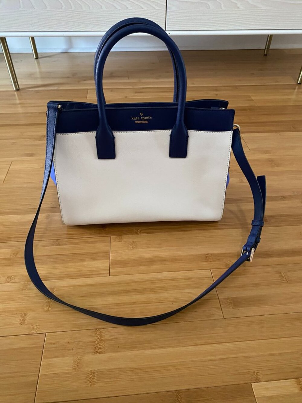 Kate Spade Cream and Blue Satchel Bag